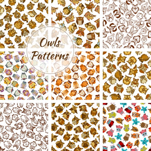 Seamless background pattern with owl Royalty Free Vector