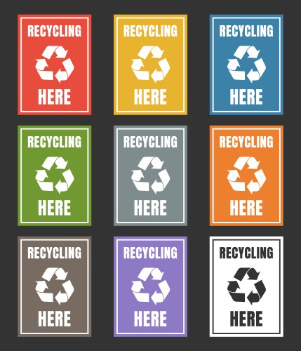 Waste sorting labels set management vector image