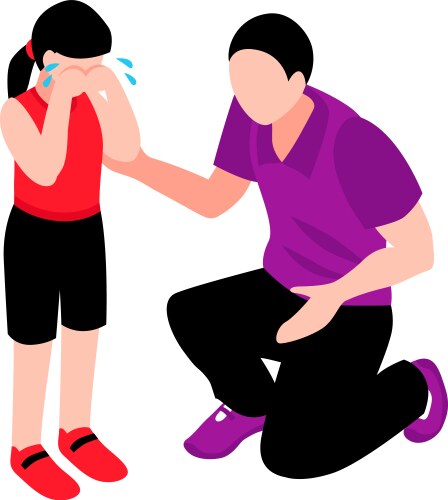 dad comforting girl vector image