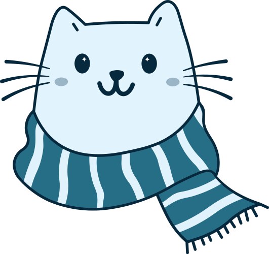 Cute cat with winter scarf Vector Image
