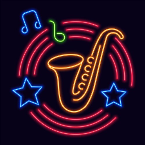 neon sign or logotype of jazz club bar vector image