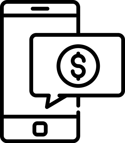 SMS Money Phone Alert Icon Vector Image