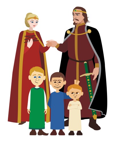 Medieval Family Portrait Vector Image