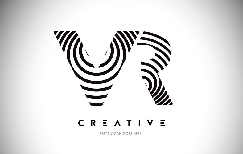 VR Lines Warp Logo - Circular Abstract Vector Image