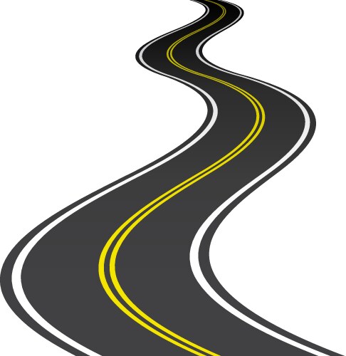 Curved asphalt road Royalty Free Vector Image - VectorStock