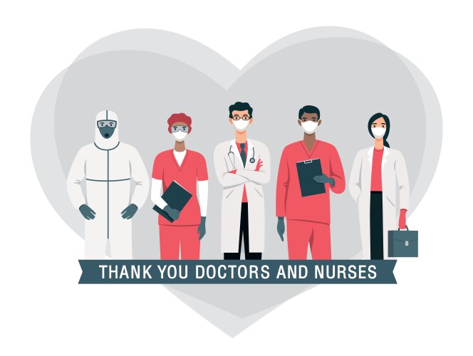 Set doctors in heart vector image