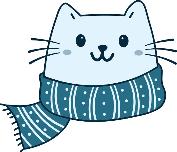 Cute cat with winter scarf Vector Image