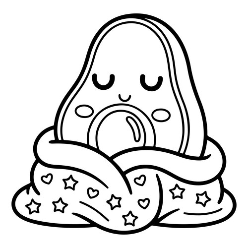 Cartoon avocado sleeping wrapped in a blanket Vector Image
