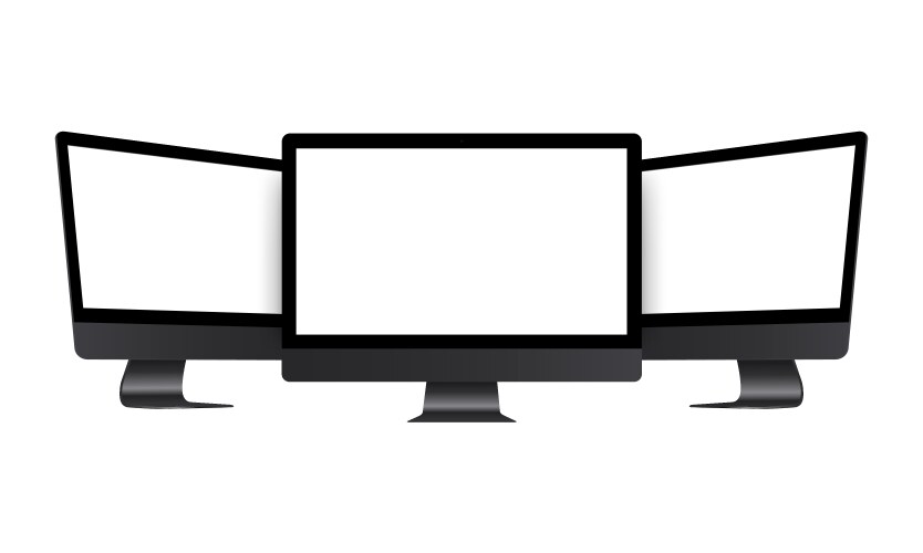 Computer monitor black mockup vector image