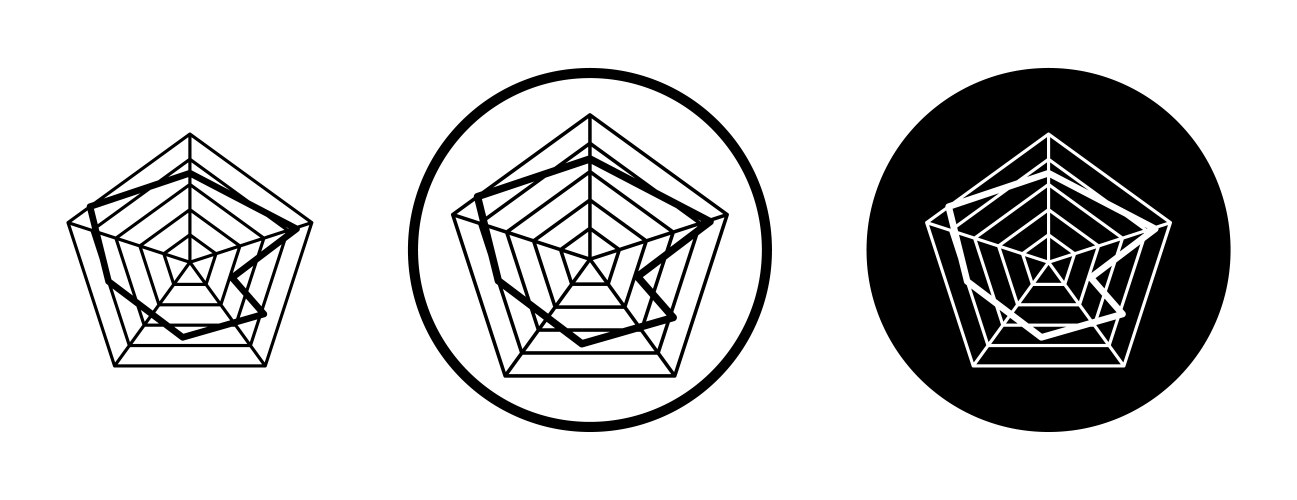 Chart-radar line icon set Royalty Free Vector Image
