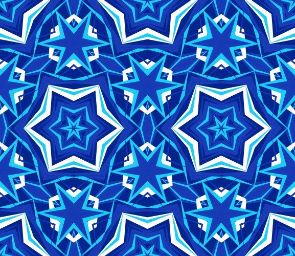 kaleidoscope bright blue star background vector image