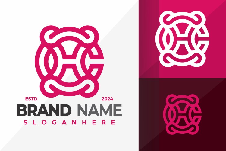 Letter hc or ch monogram logo design symbol icon Vector Image