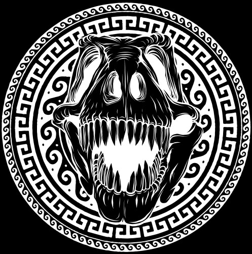 Dramatic Dinosaur Skull Outline Vector Image