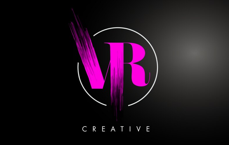 Pink vr brush stroke letter logo design Vector Image
