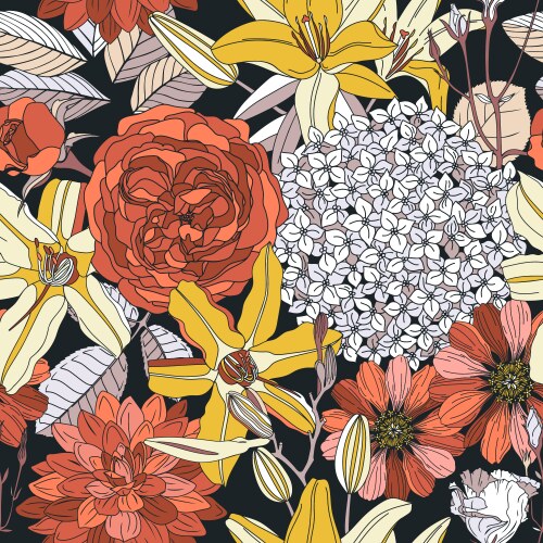 Floral seamless pattern with colorful butterflies Vector Image