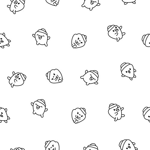 Cute kawaii sea shell coloring page Royalty Free Vector
