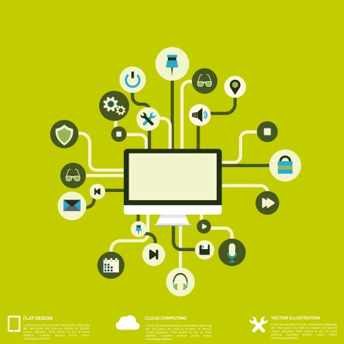 Flat abstract background with web icons interface vector image