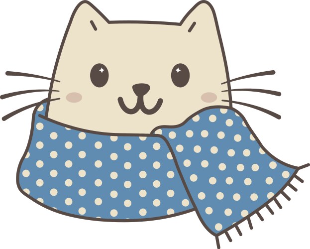 Cute cat with winter scarf Vector Image
