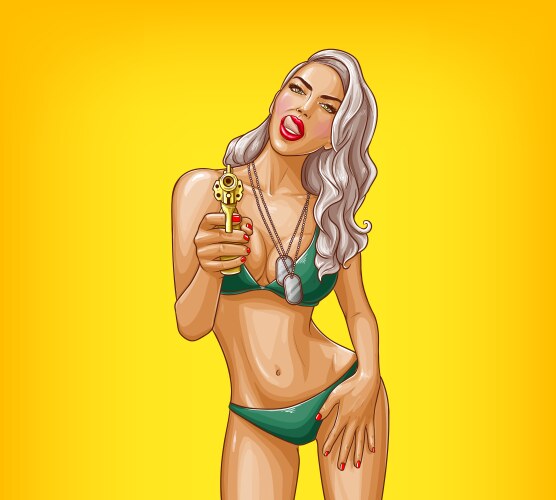 pop art sexy gangster girl armed with gun vector image