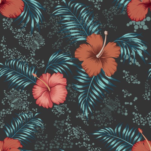 Tropical Hibiscus Scatter Vector Image