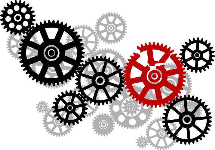 Gears and mechanism isolated compositions Vector Image