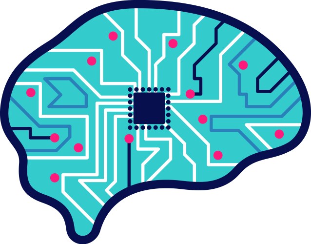 Human brain chip composition vector image