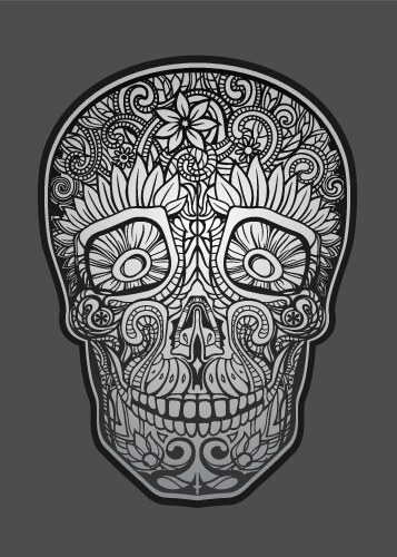 Vintage ethnic hand drawn human skull Royalty Free Vector