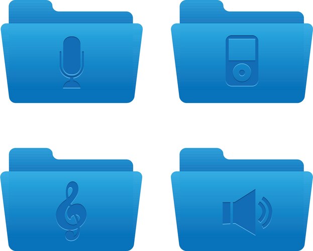 05 blue folders internet icons Vector Image