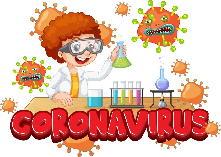 experiment on coronavirus in lab vector image