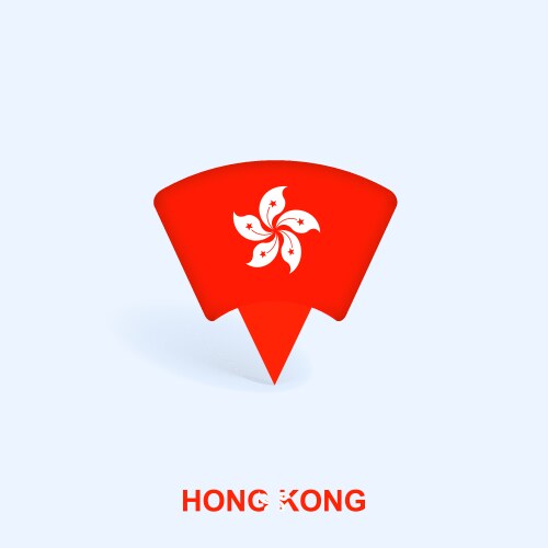 Hong kong flag map pointer design with shadow vector image