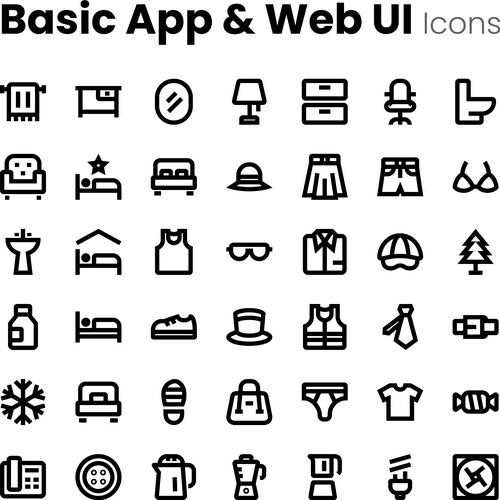 Basic line icon set for web and mobile ui – Royalty-Free Vector ...