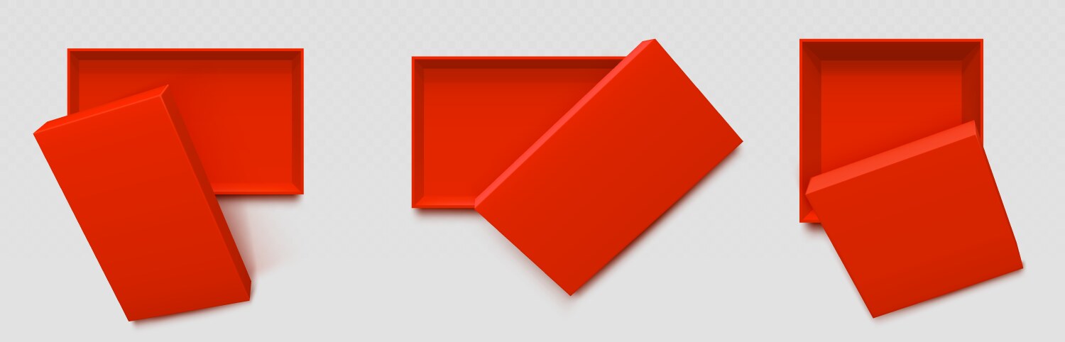Three red rectangular and square boxes from top vector image