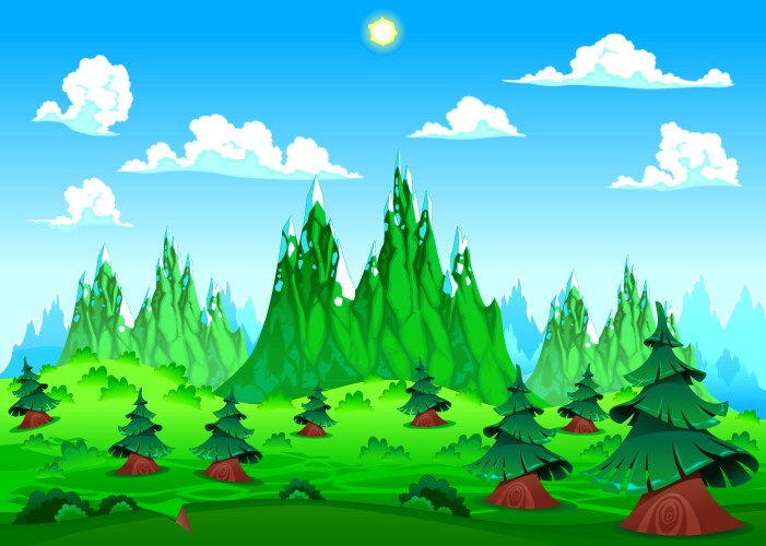 Mountain slope forest landscape background Vector Image