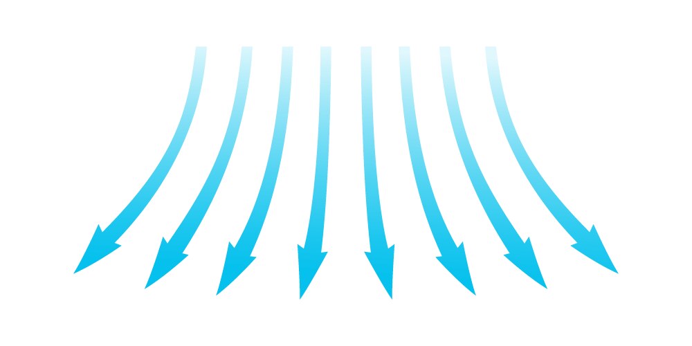 air flow blue arrows showing direction of vector