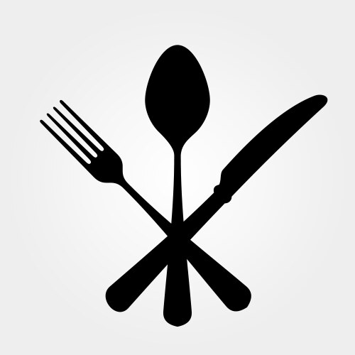 Black knife spoon and fork Royalty Free Vector Image