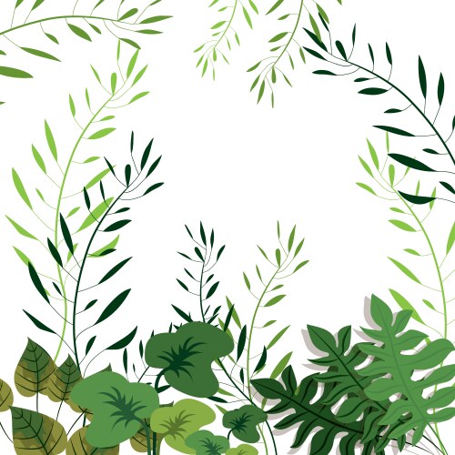 green tropical leaves vector