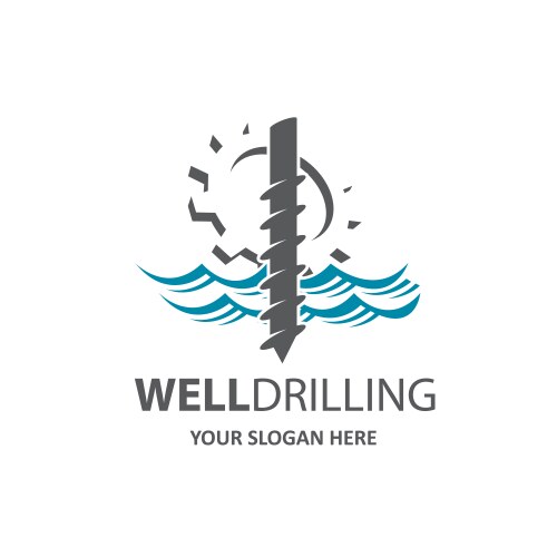 Water well drilling set Royalty Free Vector Image