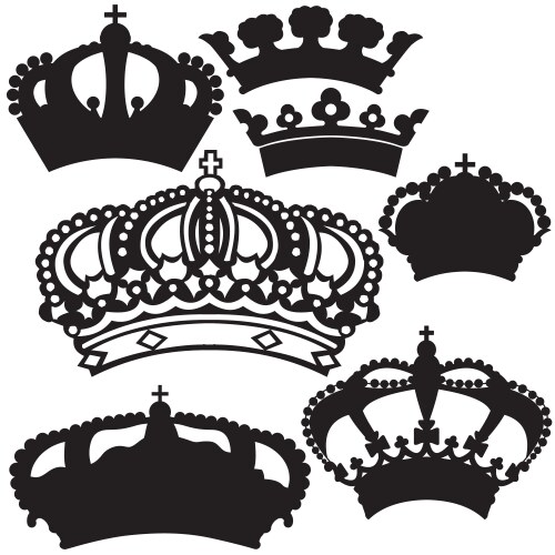 Winged crowns and ribbons royal logo Royalty Free Vector
