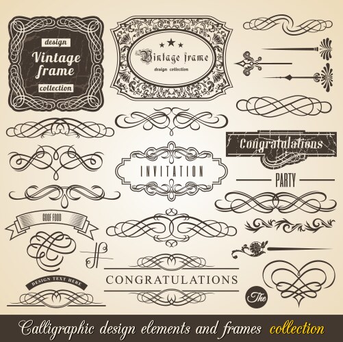 Calligraphic elements vintage Royalty Free Vector Image