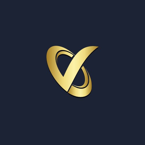 Letter v abstract gold logo Royalty Free Vector Image