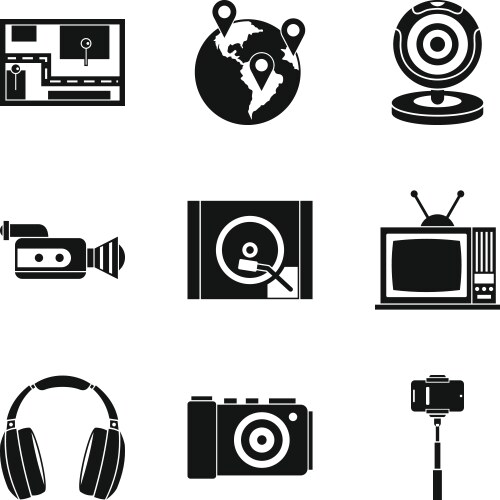 Write software icons set simple style vector image