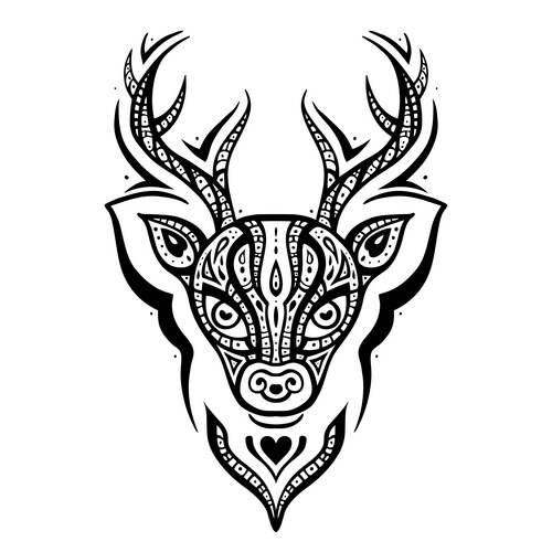 Ethnic Deer Head Tribal Pattern Vector Image