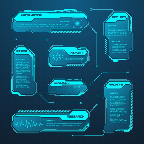 Blue futuristic hud or ui elements sci-fi user vector image