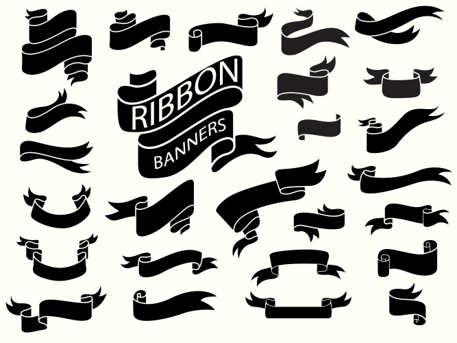 curved ribbon banner black vector image