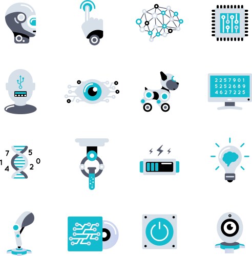 Smart house flat colored icon set Royalty Free Vector Image