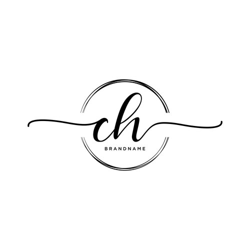 Ch initial handwriting logo with circle template Vector Image