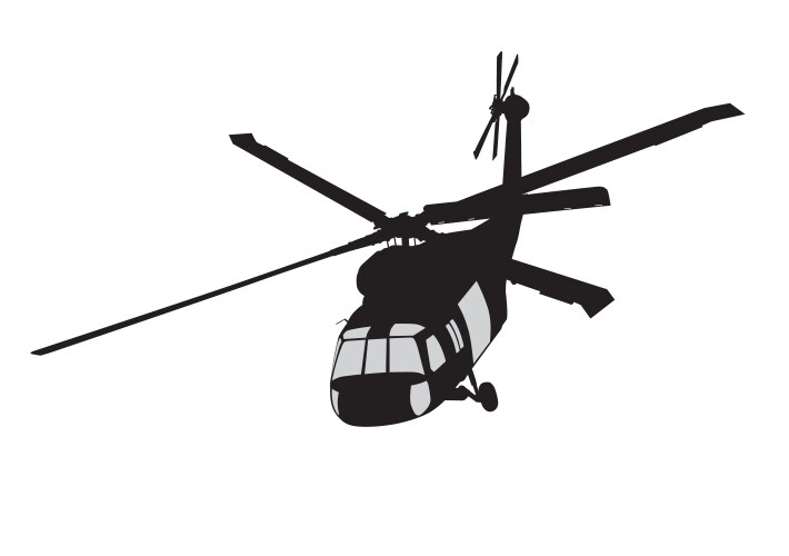 Helicopter Silhouette - Black & White Vector Image