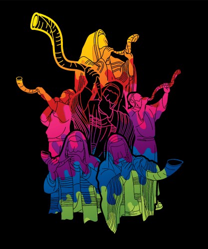 Shofar Blowing - Jewish Holiday Vector Image