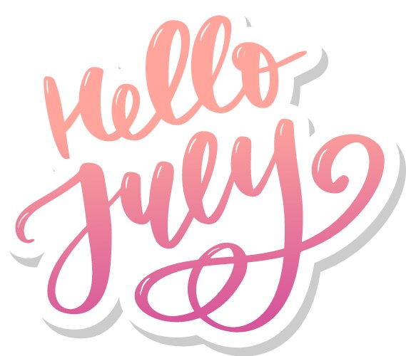 Hello july lettering print summer minimalistic vector image