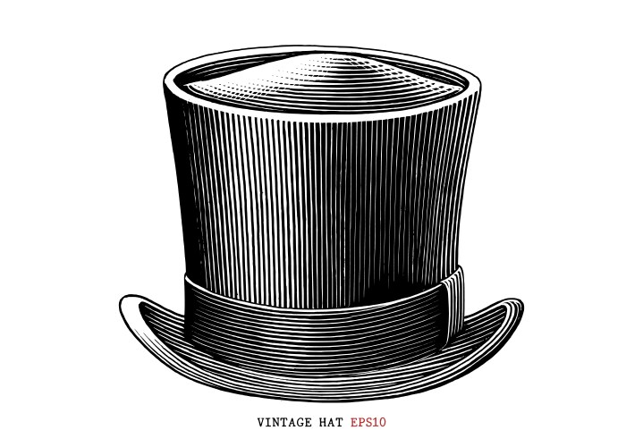 vintage hat hand draw engraving style black vector image